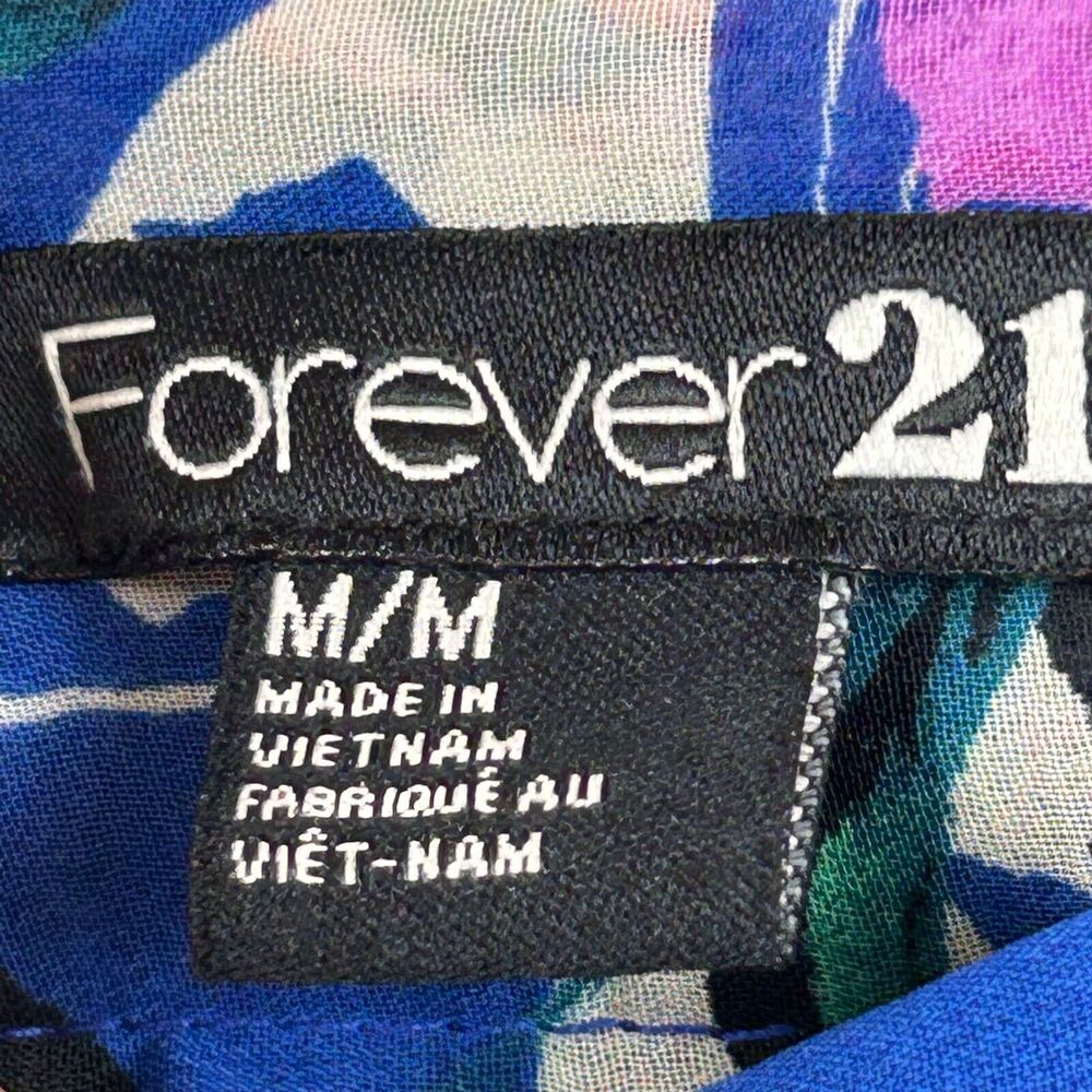 Forever 21 Skirt Womens Medium Blue Floral Print Pleated Long Back Side Zip - Picture 10 of 11
